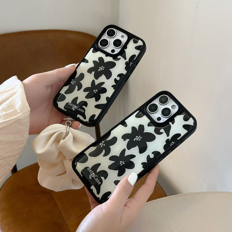 Flower Designer Case For iPhone With Fluffy Bracelet
