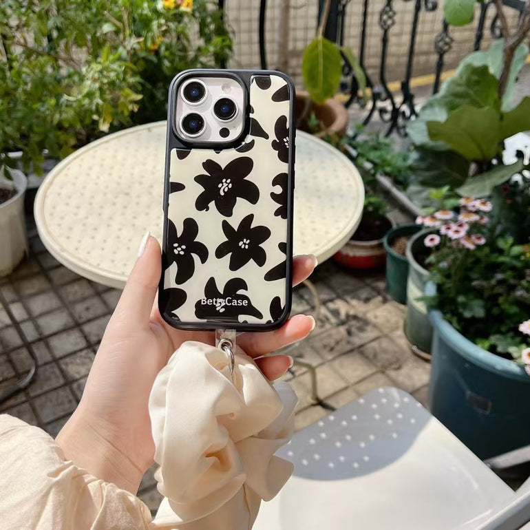 Flower Designer Case For iPhone With Fluffy Bracelet