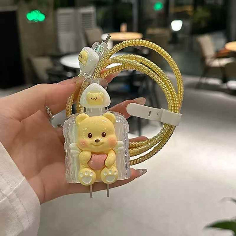 Teddy Silicon Case For iPhone Charger