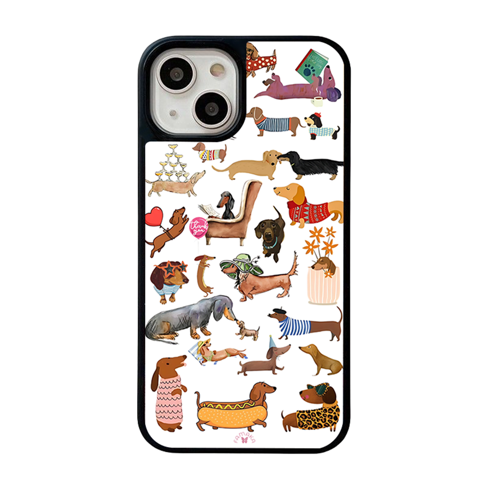 Dachshund Dogs iPhone Case – Fun Cartoon Sausage Dog Illustration, Protective Cover | Famaka