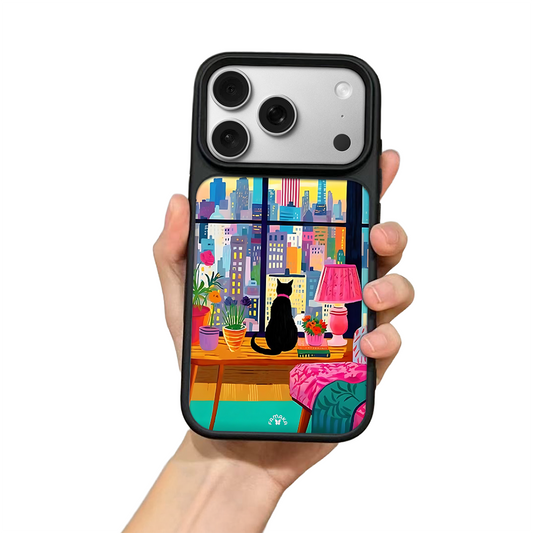 City View Cat iPhone Case – Cozy Urban Lifestyle Design, Protective Cover | FAMAKA