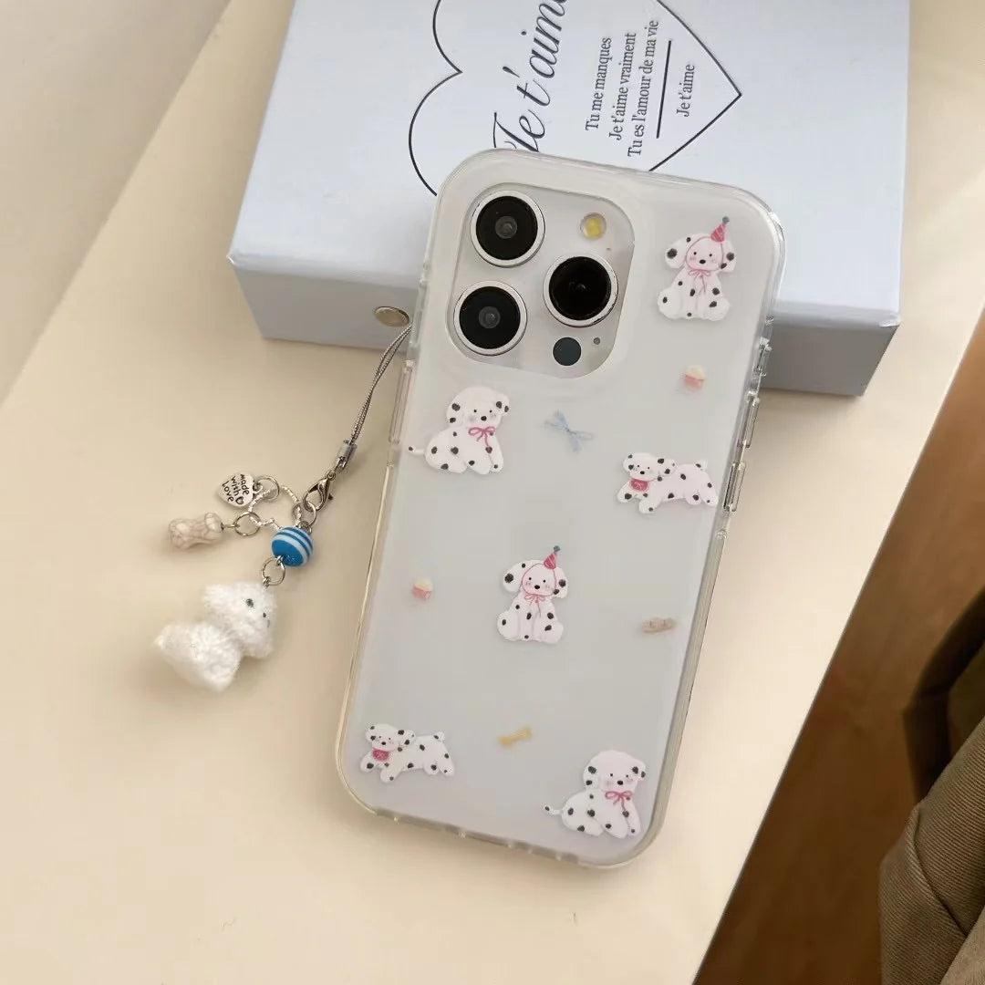 Puppy Pattern Silicon Case For iPhone With Puppy Charm