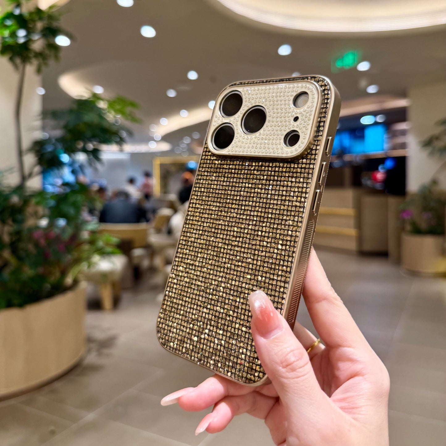 Luxury Gold Rhinestone iPhone Case With Sparkling Crystal Design