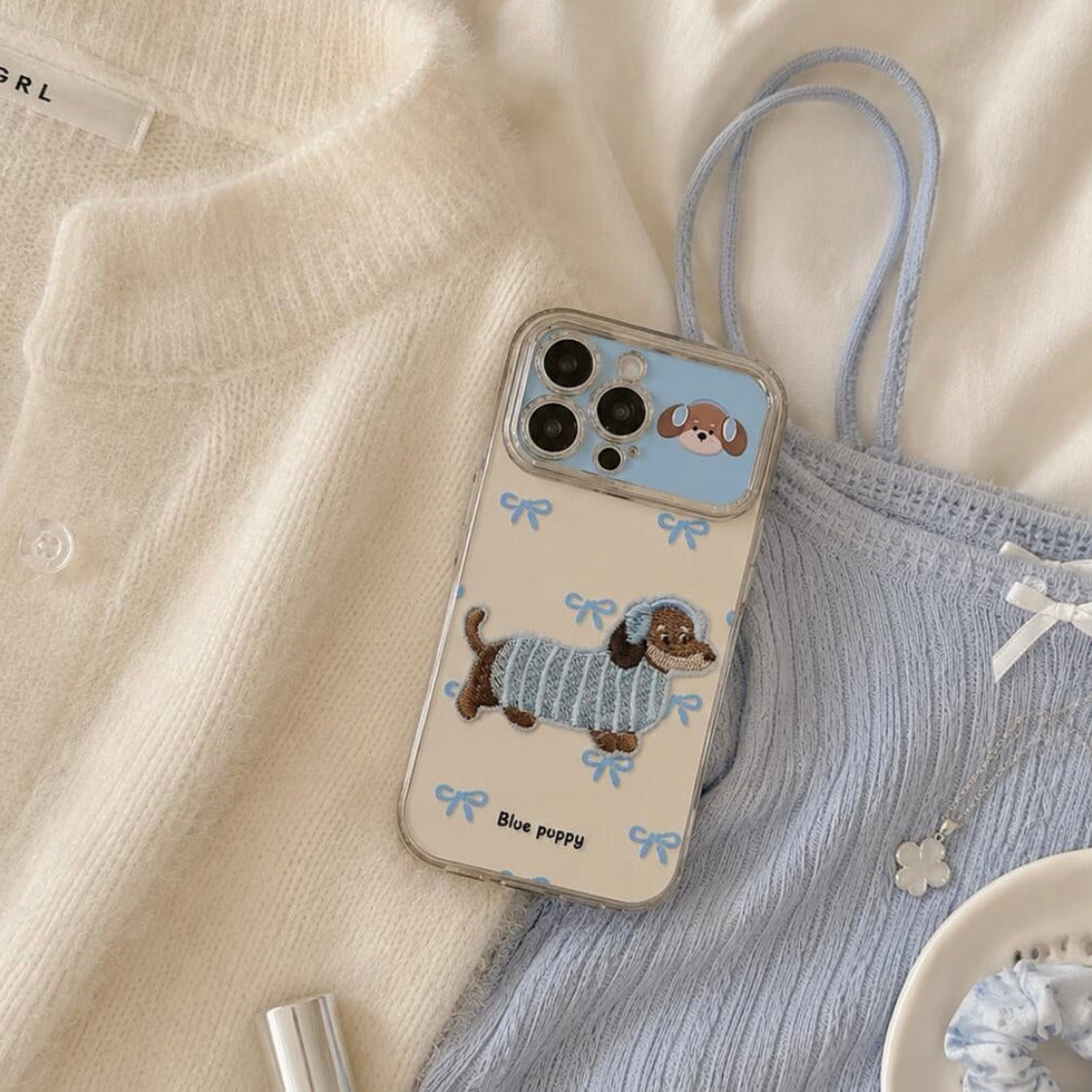 Blue Puppy Bow Phone Case 🐶💙