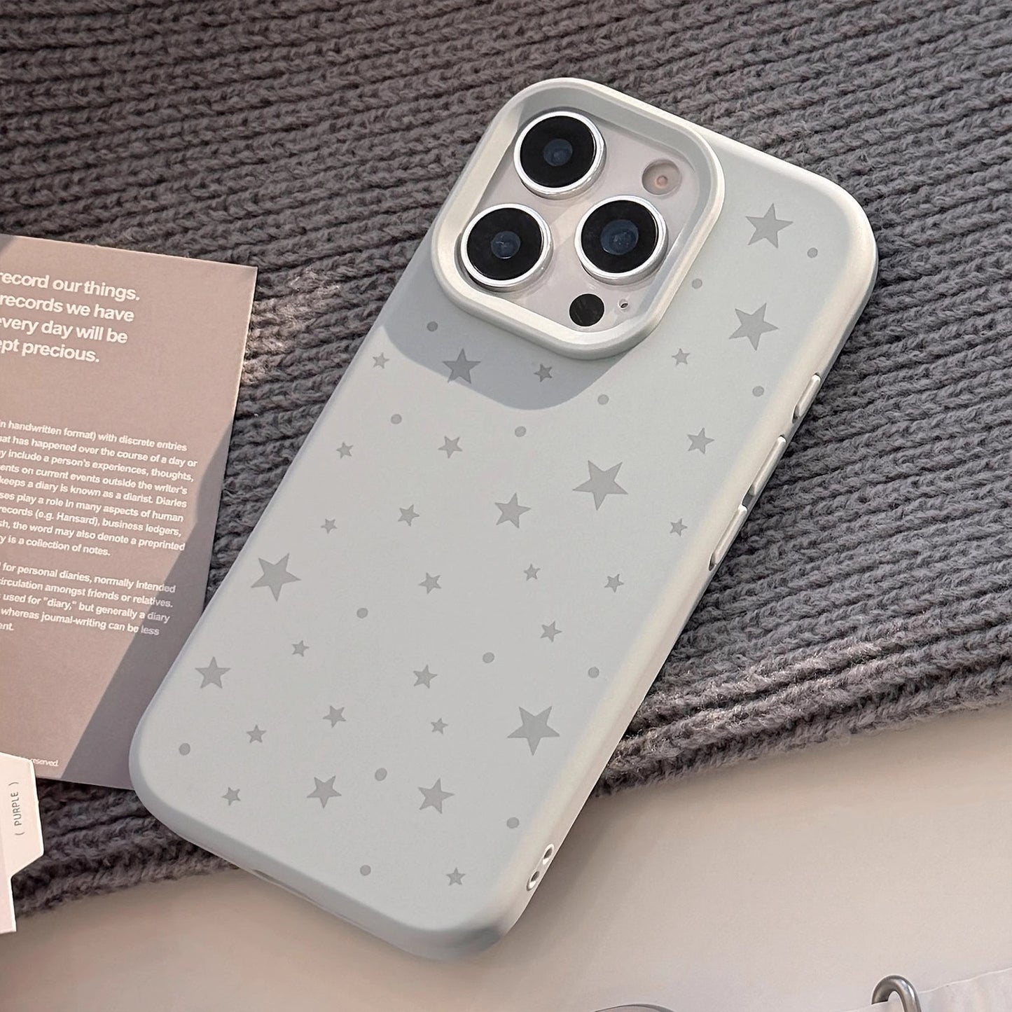 Grey Star Pattern Phone Case ✨