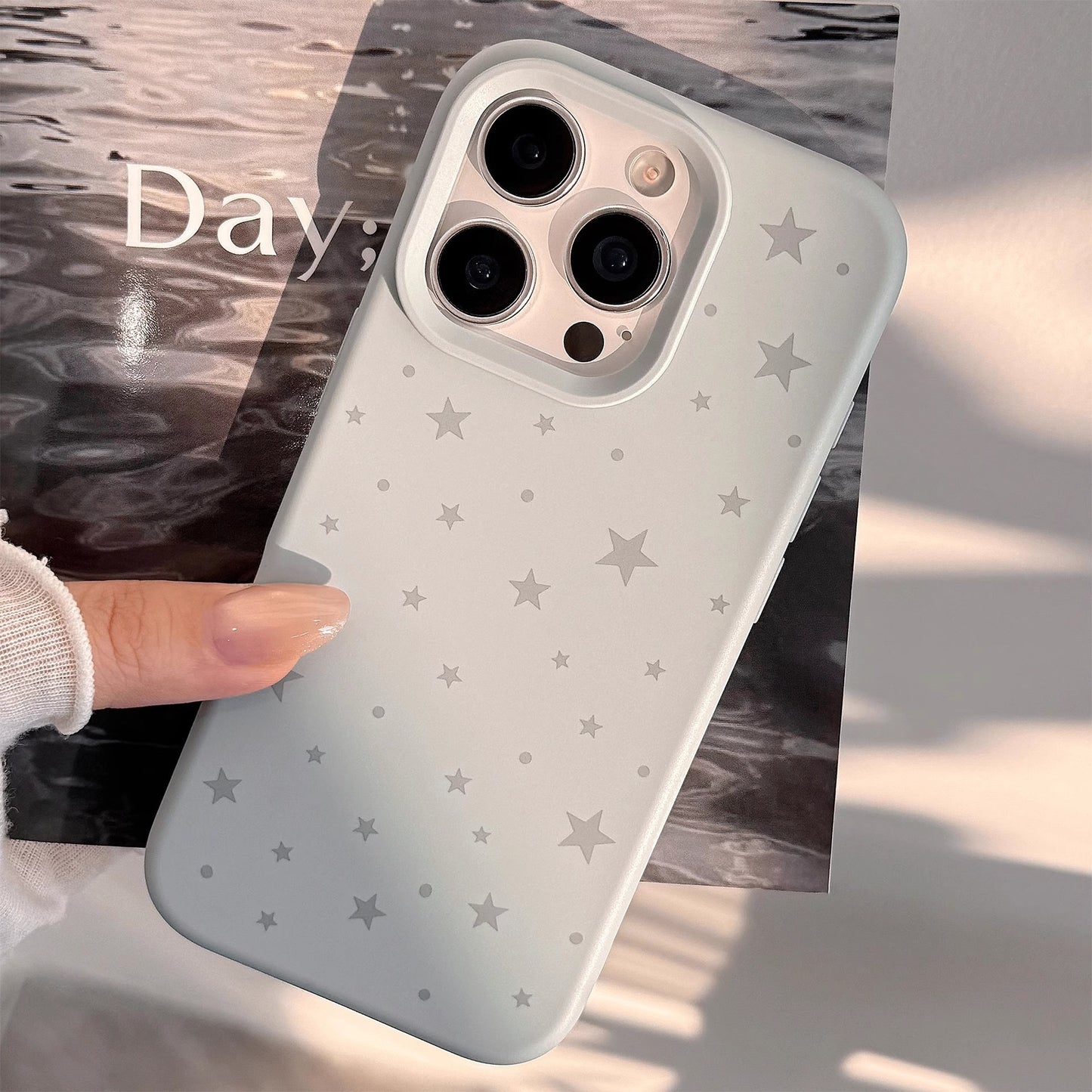 Grey Star Pattern Phone Case ✨