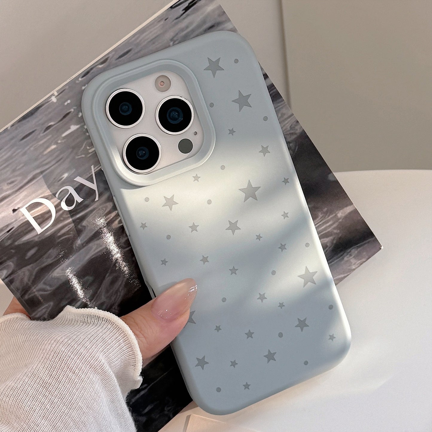 Grey Star Pattern Phone Case ✨