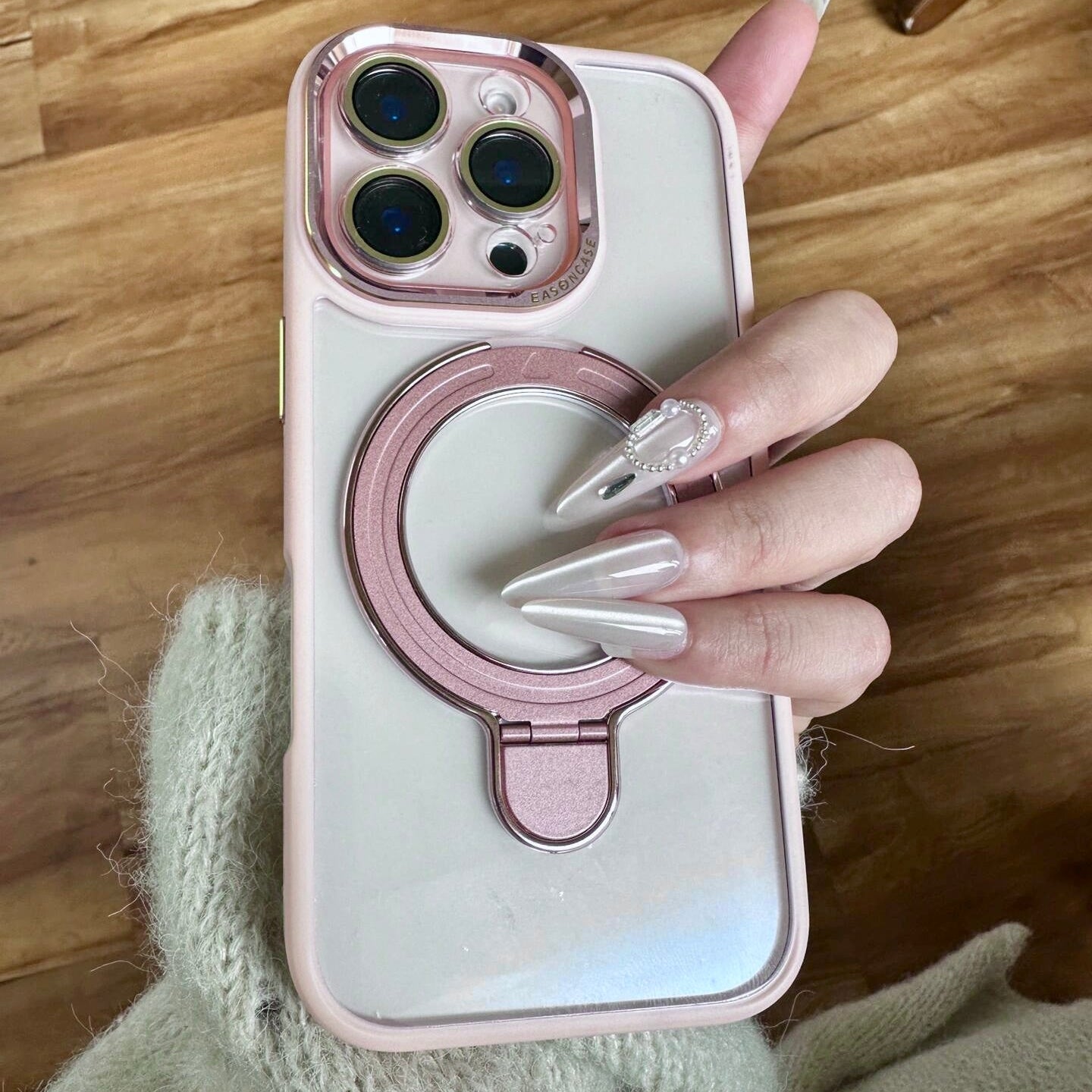Pink Metal Ring Stand Phone Case ✨