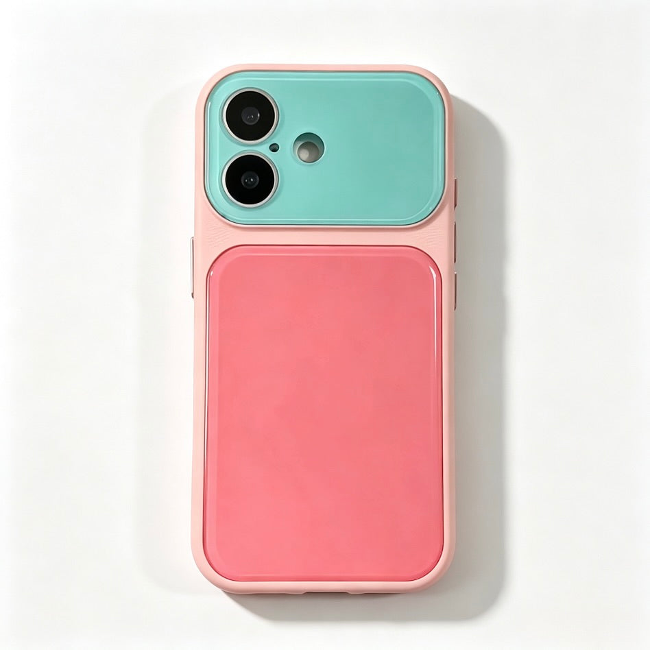 Pink Green Two-Tone Minimalist iPhone Case 🌷✨
