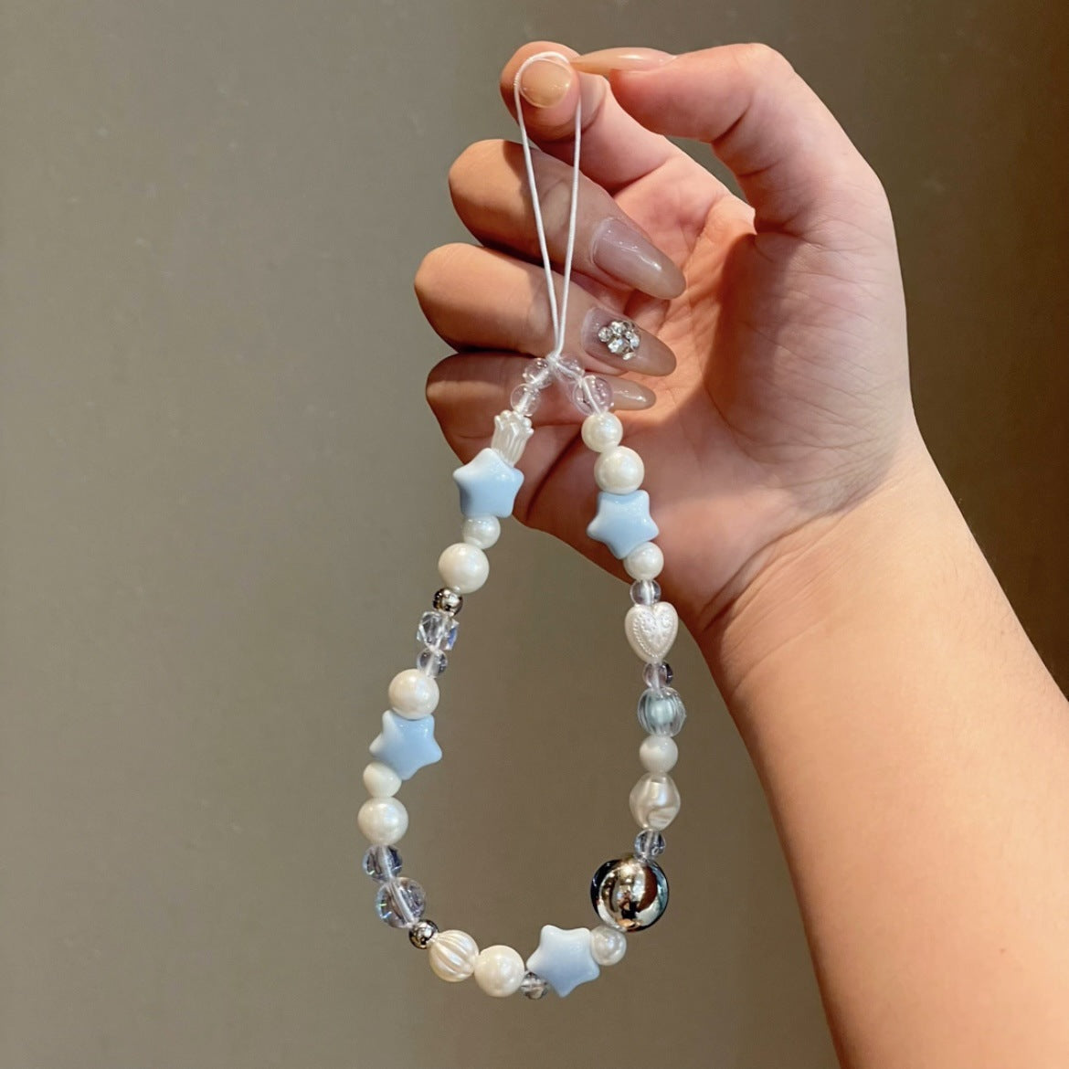 Blue Star Dream Charm Strap – Soft Pastel Beads and Stars, Cute Phone Accessory | FAMAKA