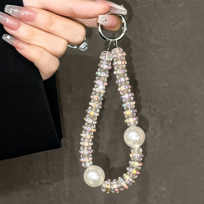 Crystal Glow Pearl Charm Strap – Shimmering Rhinestone Beads & Pearls | FAMAKA
