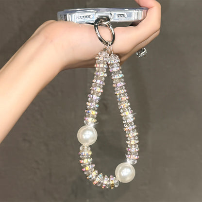 Crystal Glow Pearl Charm Strap – Shimmering Rhinestone Beads & Pearls | FAMAKA