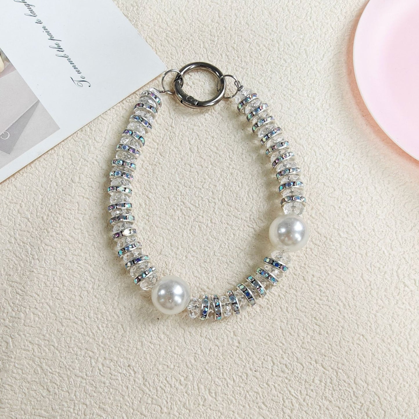 Crystal Glow Pearl Charm Strap – Shimmering Rhinestone Beads & Pearls | FAMAKA