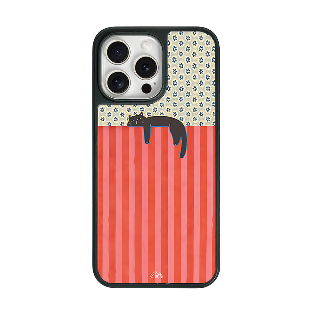 Sleeping Black Cat iPhone Case – Minimalist Cozy Cartoon Design, Protective Cover | Famaka
