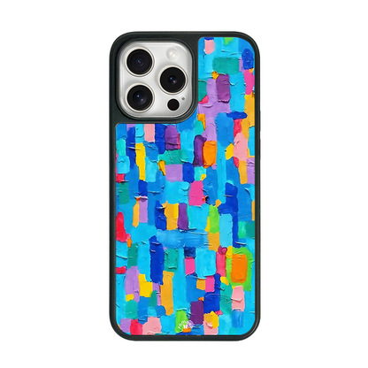 Blue Abstract Paint iPhone Case – Colorful Textured Artistic Design, Protective Cover | FAMAKA