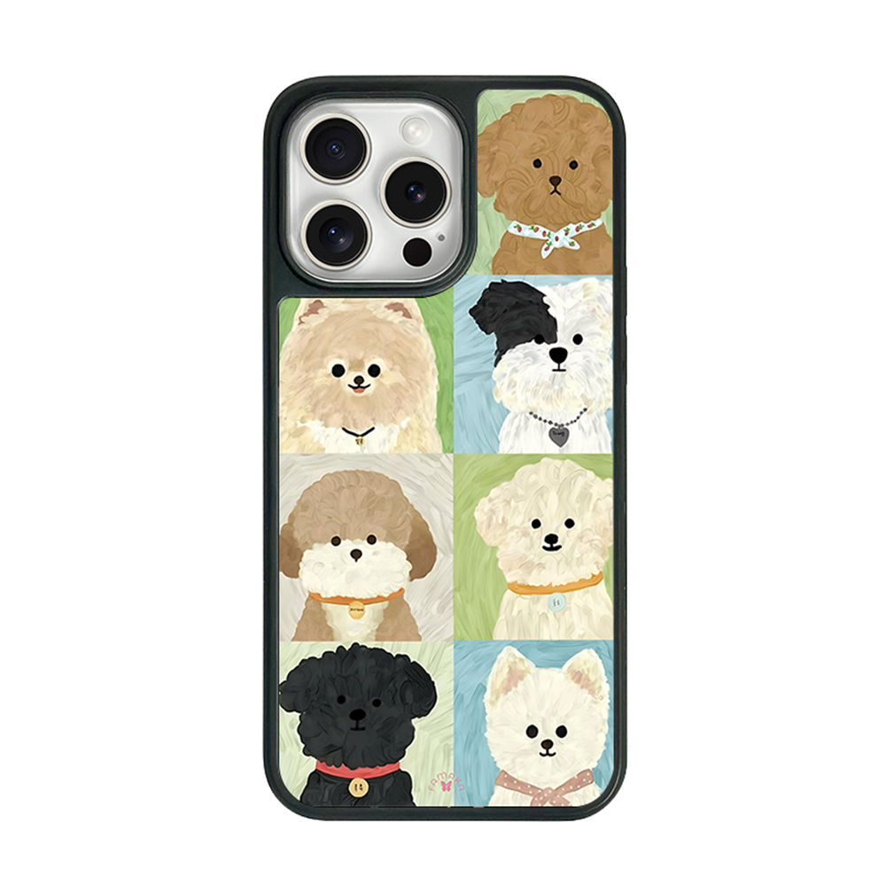 Cute Dog Portraits iPhone Case – Cartoon Puppy Faces Illustration, Protective Cover | Famaka