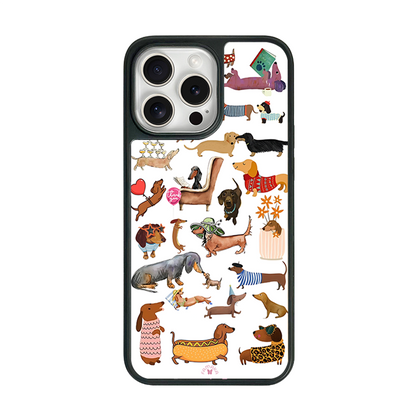 Dachshund Dogs iPhone Case – Fun Cartoon Sausage Dog Illustration, Protective Cover | Famaka