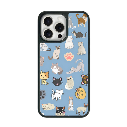 Cartoon Cats Pattern iPhone Case – Cute Cat Illustration Design, Protective Cover | Famaka