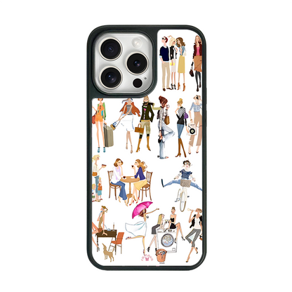 Fashion Girls iPhone Case – Trendy Lifestyle Illustration Design, Protective Cover | FAMAKA
