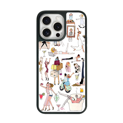 Girls on the Go iPhone Case – Fun Daily Life & Travel Illustration, Protective Cover | FAMAKA