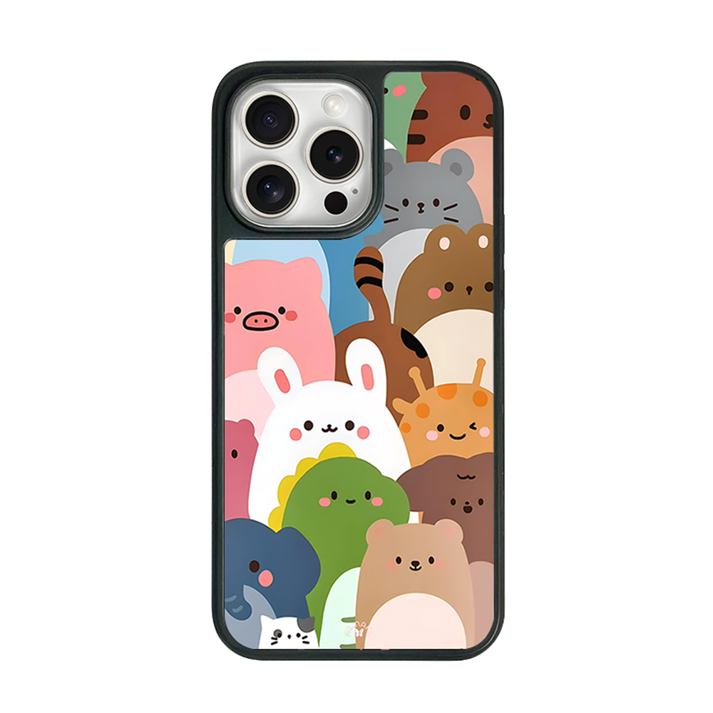 Cute Animal Friends iPhone Case – Colorful Cartoon Animal Design, Protective Cover | Famaka