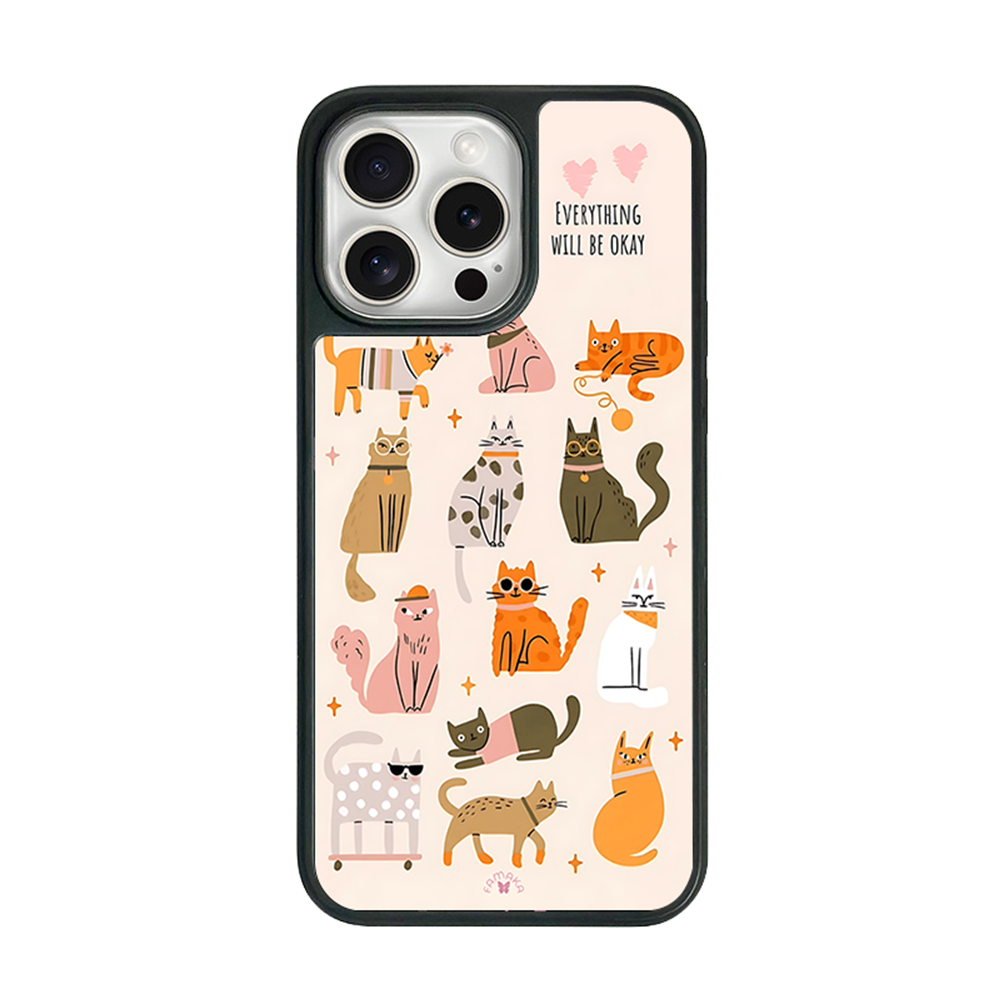 Cartoon Cats iPhone Case – Playful Feline Illustration, Protective Cover | Famaka