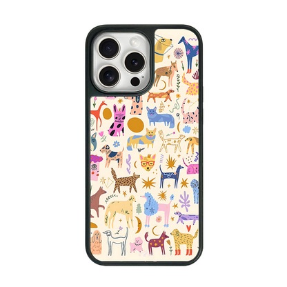 Colorful Abstract Animals iPhone Case – Vibrant Cartoon Pet Illustration, Protective Cover | Famaka