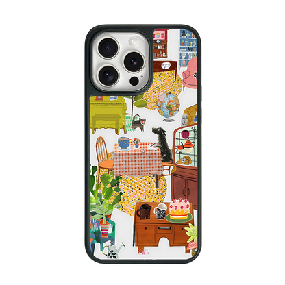 Cozy Home Scene iPhone Case – Artistic Living Room Illustration, Protective Cover | Famaka