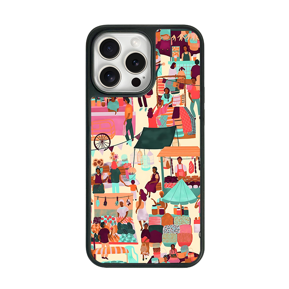 Market Day iPhone Case – Vibrant Street Market Illustration, Protective Cover | Famaka