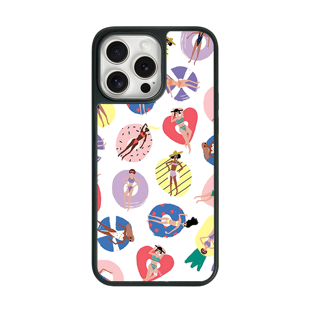 Summer Pool Girls iPhone Case – Fun Swim & Relax Illustration, Protective Cover | Famaka