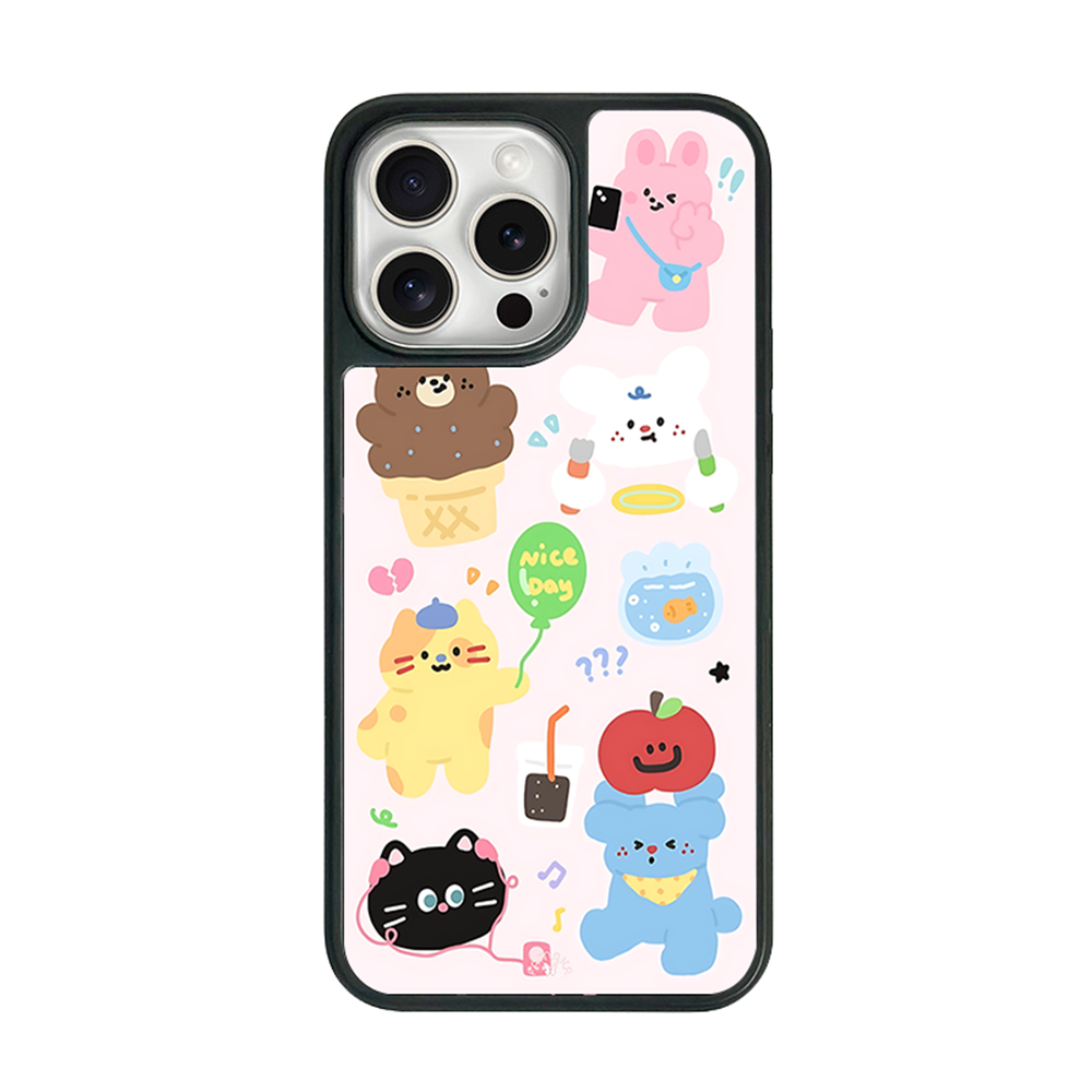 Bears & Friends iPhone Case – Playful Cartoon Animal & Pastel Design, Protective Cover | Famaka