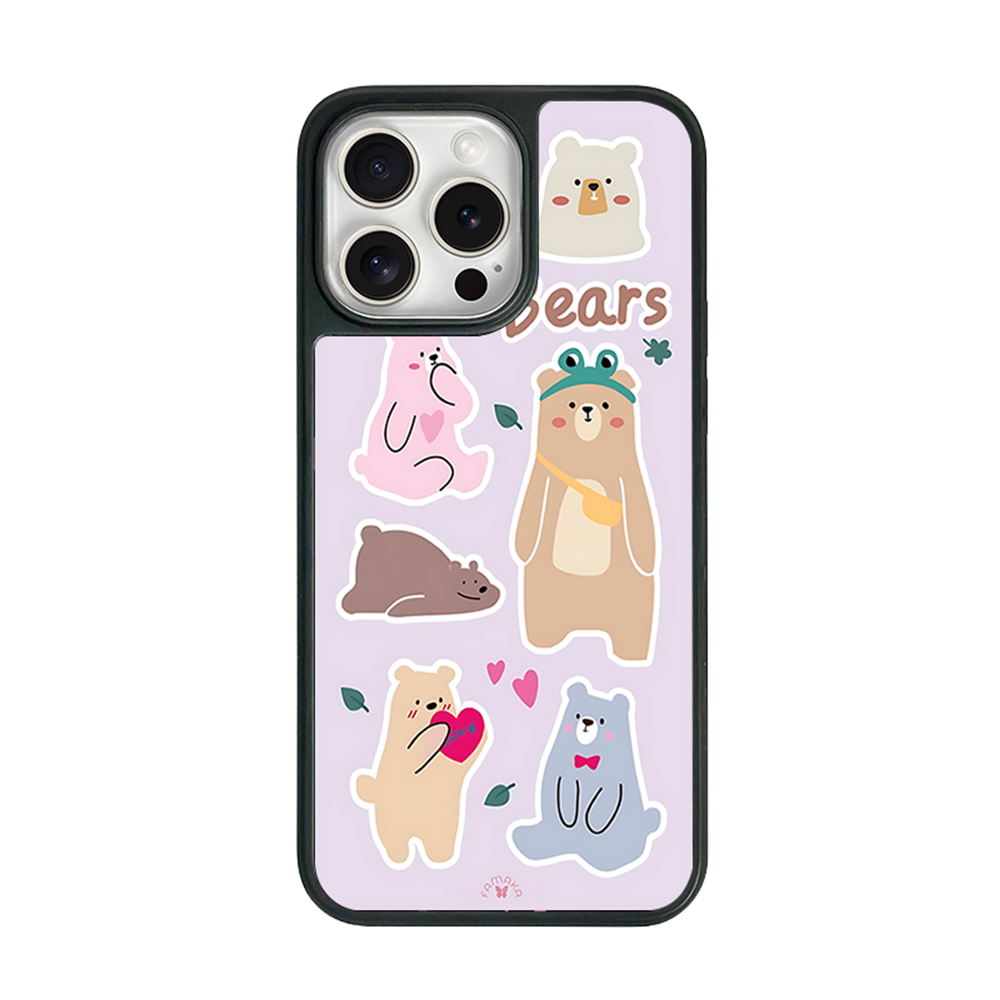 Bears in Love iPhone Case – Cute Cartoon Bear Family with Playful Illustration, Protective Cover | Famaka