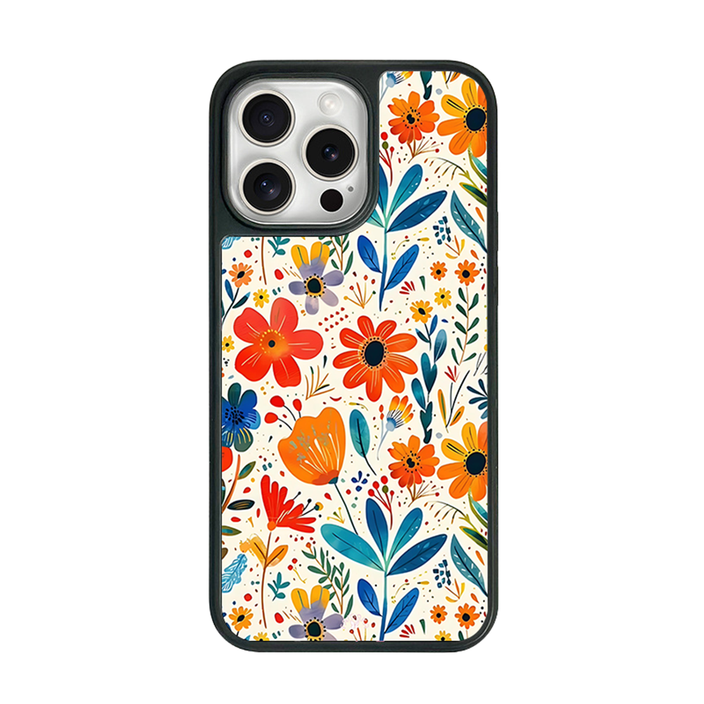 Playful Flower Pattern iPhone Case – Colorful Botanical Artistic Design, Protective Cover | FAMAKA