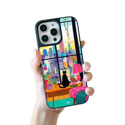 City View Cat iPhone Case – Cozy Urban Lifestyle Design, Protective Cover | Famaka