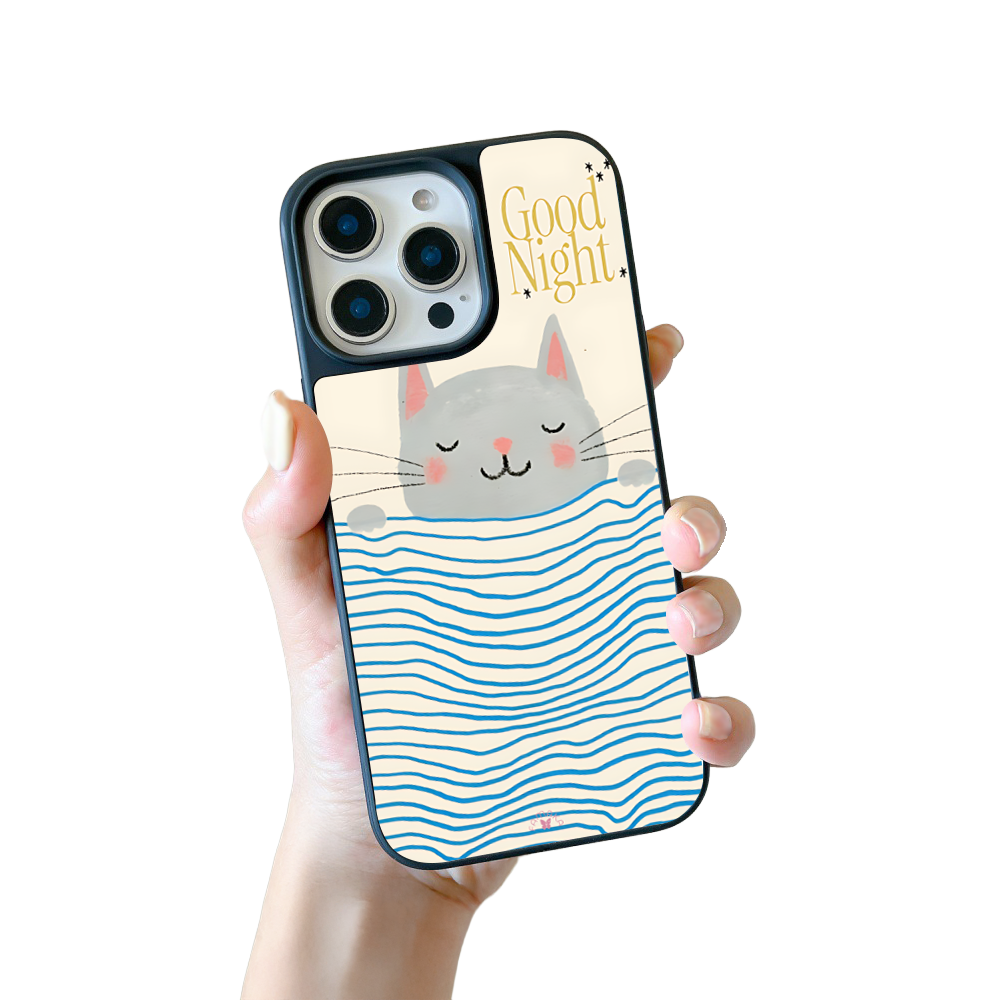 Good Night Cat iPhone Case – Cute Sleeping Cat Cartoon Design, Protective Cover | Famaka