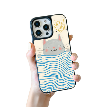 Good Night Cat iPhone Case – Cute Sleeping Cat Cartoon Design, Protective Cover | Famaka