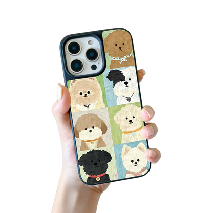 Cute Dog Portraits iPhone Case – Cartoon Puppy Faces Illustration, Protective Cover | Famaka