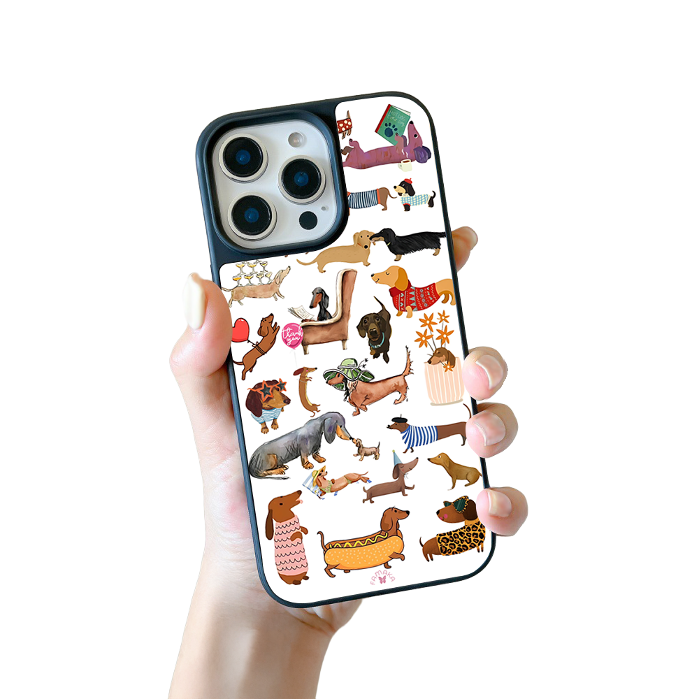 Dachshund Dogs iPhone Case – Fun Cartoon Sausage Dog Illustration, Protective Cover | Famaka
