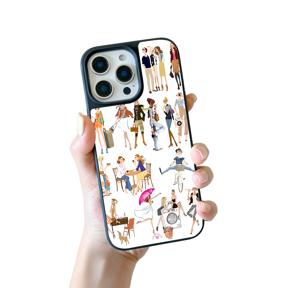 Fashion Girls iPhone Case – Trendy Lifestyle Illustration Design, Protective Cover | FAMAKA