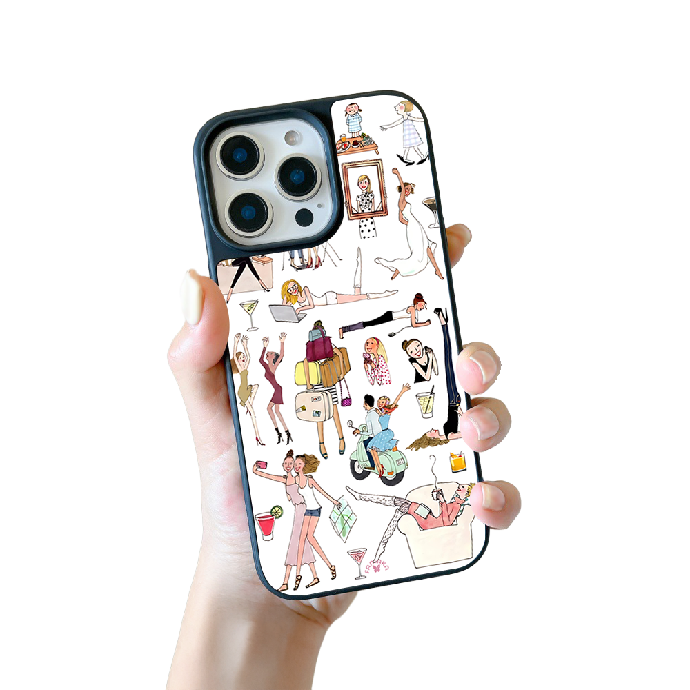Girls on the Go iPhone Case – Fun Daily Life & Travel Illustration, Protective Cover | FAMAKA