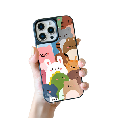 Cute Animal Friends iPhone Case – Colorful Cartoon Animal Design, Protective Cover | Famaka