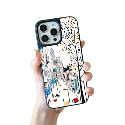 City Skyline Street View iPhone Case – Modern Urban Art Design, Protective Cover | Famaka