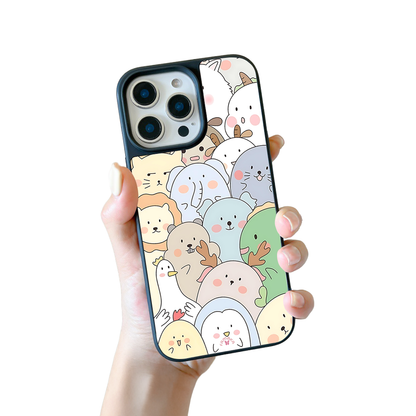 Kawaii Animals iPhone Case – Adorable Cartoon Pets Illustration, Protective Cover | Famaka