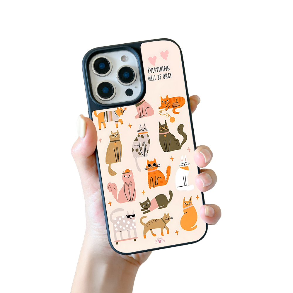 Cartoon Cats iPhone Case – Playful Feline Illustration, Protective Cover | Famaka