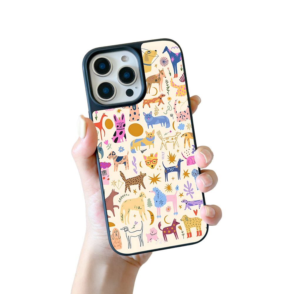 Colorful Abstract Animals iPhone Case – Vibrant Cartoon Pet Illustration, Protective Cover | Famaka