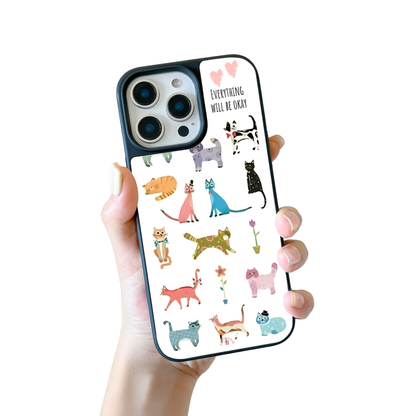 Whimsical Cartoon Cats iPhone Case – Fun Colorful Cat Illustration, Protective Cover | Famaka