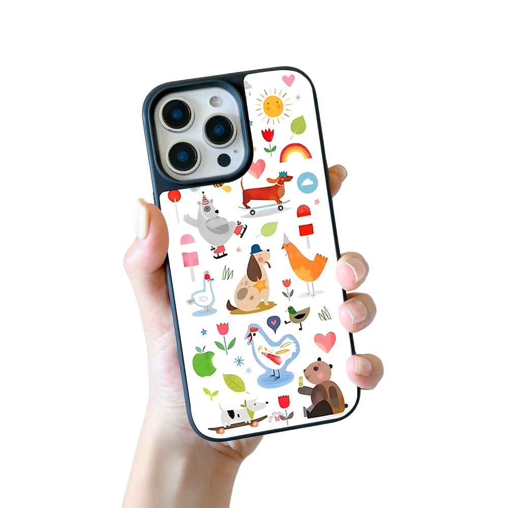 Farm Friends iPhone Case – Whimsical Cartoon Animal Illustration, Colorful Protective Cover | Famaka