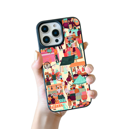Market Day iPhone Case – Vibrant Street Market Illustration, Protective Cover | Famaka
