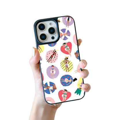 Summer Pool Girls iPhone Case – Fun Swim & Relax Illustration, Protective Cover | Famaka
