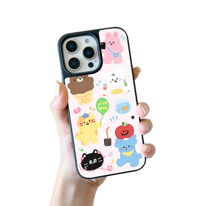 Bears & Friends iPhone Case – Playful Cartoon Animal & Pastel Design, Protective Cover | Famaka